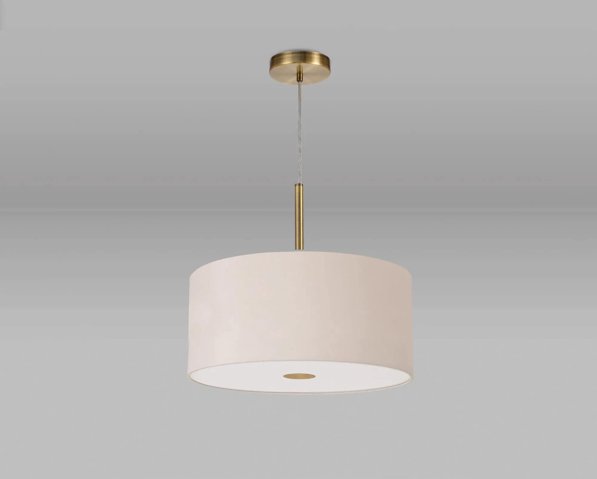 Baymont 40cm Pendant 1 Light Antique Brass, Nude Beige/Moonlight, Frosted Diffuser DK0216  Deco Baymont AB NU